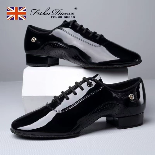 FB Мужская кожаная кожаная современная танцевальная обувь Патентная кожаная национальная стандартная соревнования по соревнованиям по соревнованиям по соревнованиям.