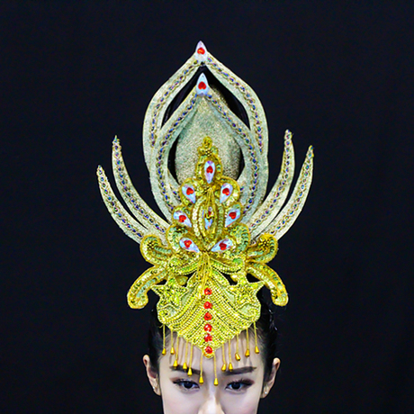 敦煌舞头饰飞天舞蹈头饰古典舞头饰女千手观音饰民族舞蹈头饰新款