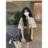 Рубашка, юбка в складку, галстук