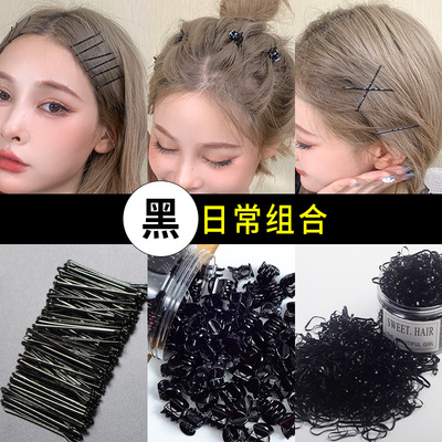 taobao agent Black bow hair clip Female summer side -by -side bangs, bangs, small grabbing head rope skate, large intestine circle hair ornament