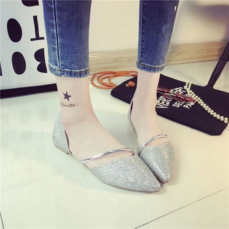 【浅口单鞋】_金属休闲女鞋图片_套脚平底鞋价格_搭配分享 - 爱逛街