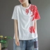 Dale nguyên bản nghệ thuật cổ điển cổ tròn cotton áo thun ngắn tay của phụ nữ mùa hè Trung Quốc phong cách in dưới cùng áo sơ mi - Áo phông Áo phông