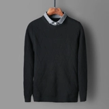 Комплект, трендовый демисезонный осенний свитер, мужская флисовая трикотажная рубашка, лонгслив, увеличенная толщина