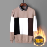 Комплект, трендовый демисезонный осенний свитер, мужская флисовая трикотажная рубашка, лонгслив, увеличенная толщина