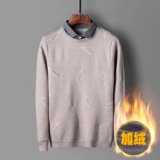 Комплект, трендовый демисезонный осенний свитер, мужская флисовая трикотажная рубашка, лонгслив, увеличенная толщина