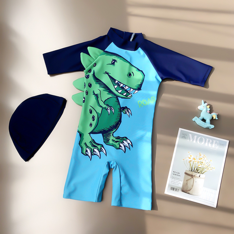 Buy Children's swimsuit boy conjoined dinosaur swimsuit sunscreen baby ...