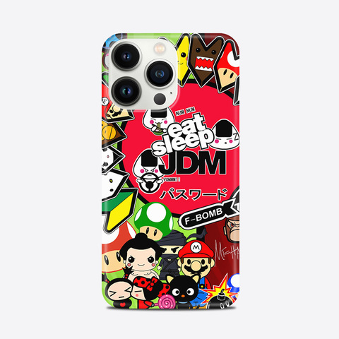 Glossy Sticker Bomb Illustration Pattern – Funny Animal Movies – Pro/Plus/Max/Air – 17, 16, 15, 14, 13, 12 iPhone Case