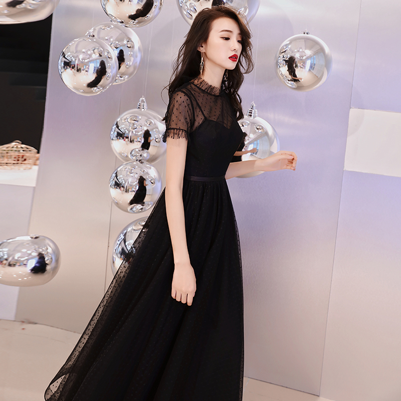 Buy Black evening dress new 2021 hot-selling women's banquet can ...