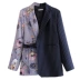Quần áo phụ nữ Âu Mỹ 2019 mùa thu Hồng Kông hương vị cá tính Âm dương phù hợp màu sắc in ấn phụ nữ phù hợp với áo khoác ren chuyên nghiệp - Business Suit Business Suit