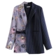Quần áo phụ nữ Âu Mỹ 2019 mùa thu Hồng Kông hương vị cá tính Âm dương phù hợp màu sắc in ấn phụ nữ phù hợp với áo khoác ren chuyên nghiệp - Business Suit