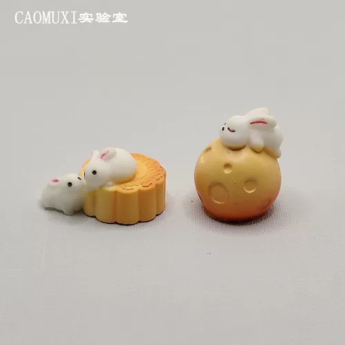 Маленькие минифигурки, луна, кролик, модель животного, настольный аксессуар, микро пейзаж