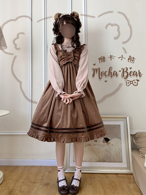 taobao agent Genuine design corduroy retro dress, with little bears, Lolita style