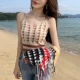 Net người nổi tiếng yy sống quần áo nữ neo quần áo ăn ảnh sexy show ngực mặc áo yếm ngắn đan áo - Áo ba lỗ