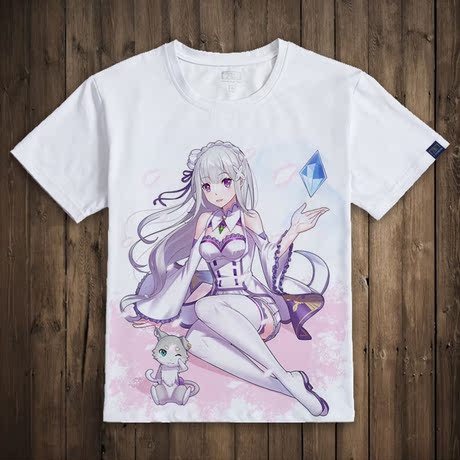从零开始的异世界生活t恤短袖二次元卡通动漫周边衣服艾米莉亚