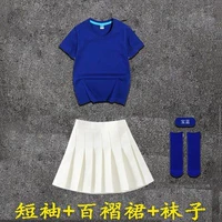 Синяя юбка в складку, безопасные штаны, носки