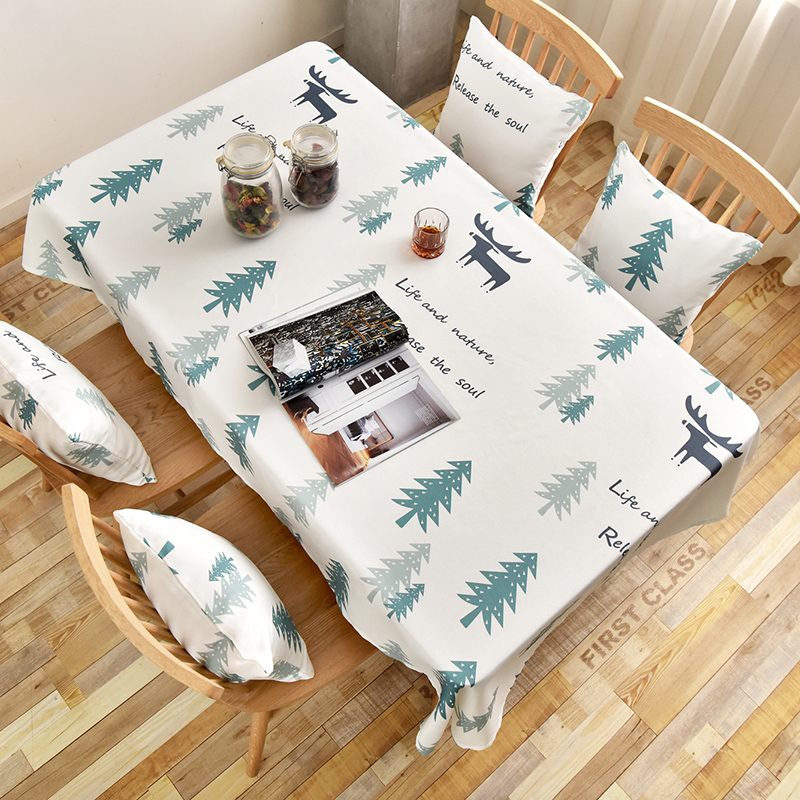 nordic tablecloth fabric cotton linen waterproof and oil-proof disposable rectangular pvc tea table cloth table mat desk ins students