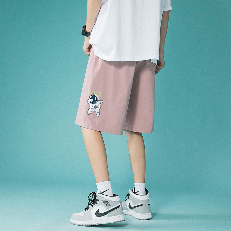 Pinkshorts man summer Wear out motion Trousers easy Versatile Cropped trousers male Thin ins Chaopai Beach pants