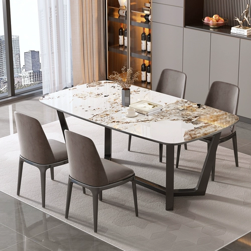 Рок доска обеденный стол Light Luxury Modern Minimalist и Home -Type Small Apartment Прямоугольная блюда в скандинавских столах и комбинациях стул