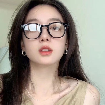 taobao agent Retro GM Black Frame Glasses Frame Female Korean Edition Anti -Blu -ray Big Face Plastic Face with approximation of transparent eyes Men
