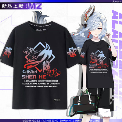 taobao agent Original Shen Shenhe Game Theme Peripheral Short -sleeved Male Student Couples Couples Leisure Two -dimensional T -shirt EN