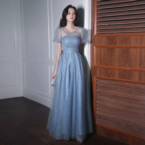 Синее элитное вечернее платье, изысканный стиль, подарок на день рождения, юбка-пачка