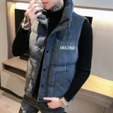 Мужской осенний трендовый удерживающий тепло жилет с пухом без рукавов, демисезонная куртка, увеличенная толщина