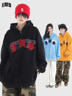 taobao agent Sweatshirt, retro fleece jacket with zipper, ethnic style, American style