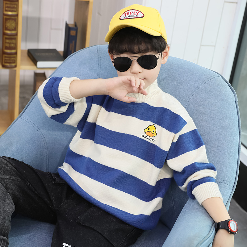 Children's clothing, boys' sweaters, pullovers, high-necked and velvet thick autumn and winter clothing, 2020 new Korean style, foreign style, large children's trend