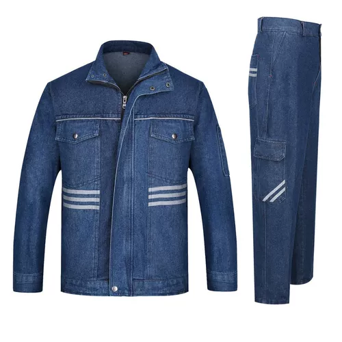 Джинсовый хлопковый демисезонный комбинезон с молнией, увеличенная толщина
