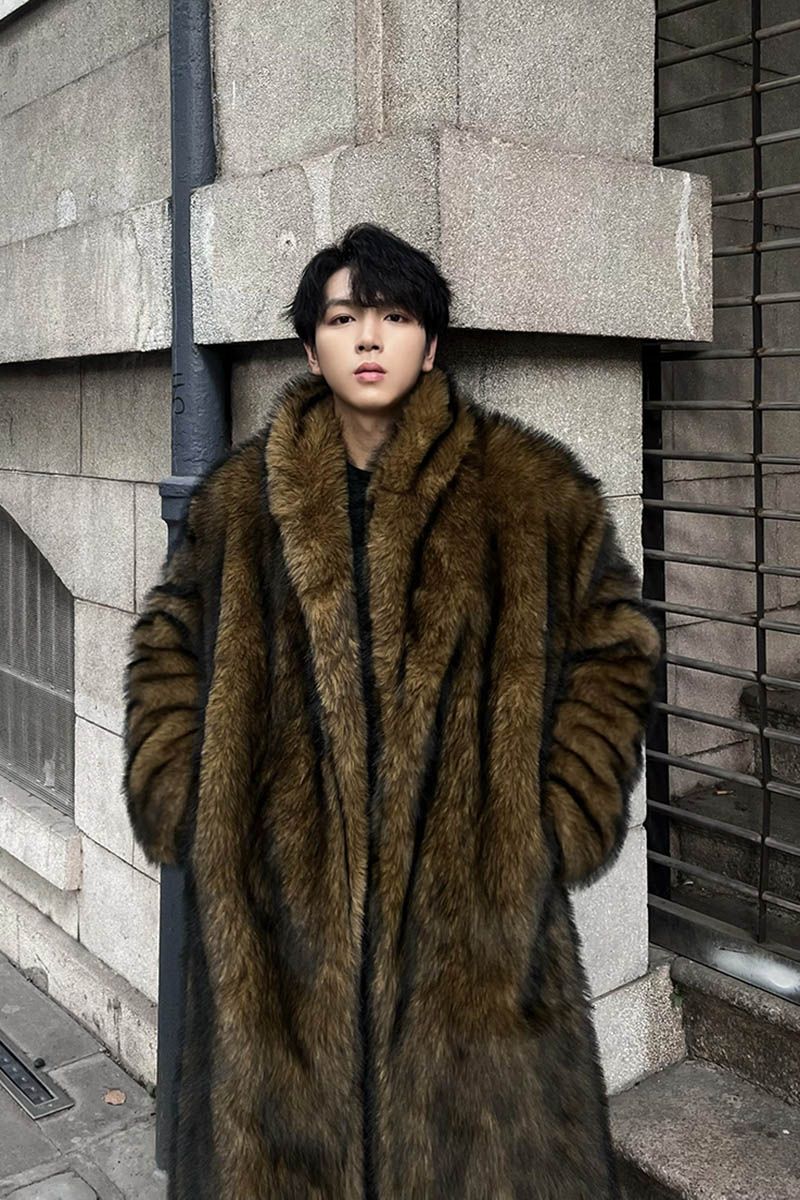 Winter New Fox Fur Fashionable Men's Fur Long Thickened Warm