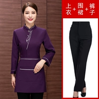 Комплект, сиреневый лонгслив, штаны, фартук