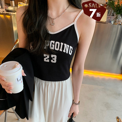 taobao agent [70 % off clearance] Xia Shiwen Summer Treasure Single Products American Alphabet In contrasting Slim Sligue Woman