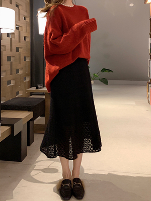 taobao agent Velvet lace spring pleated skirt, long skirt, high waist, 