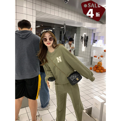 taobao agent [【4折清仓】夏诗文 youth 纯棉加绒卫衣/直筒裤运动套装女]