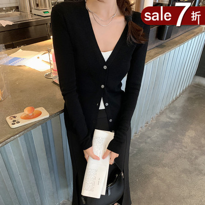 taobao agent Spring woolen cardigan, knitted fitted sweater, long-sleeve