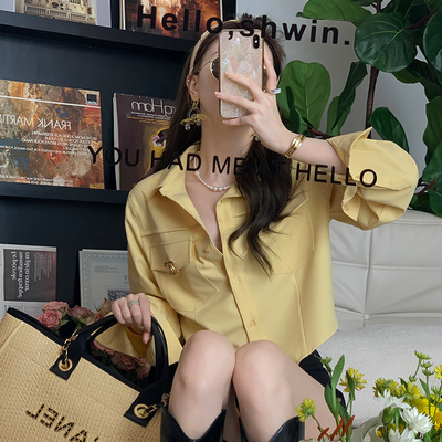 taobao agent Xia Shiwen, salt, long -sleeved workshot, top, female 2022 summer loose imitation imitation acetic acid shirt short jacket