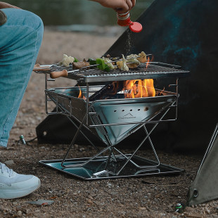 Campingmoon Korman на открытом воздухе Горящий пожар пикник барбекю плита сложить Мясо на гриле барбекю полка