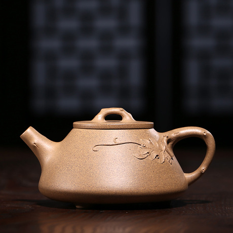 【畅陶】高工/宜兴名家李新生 纯全手工紫砂壶段泥贴花石瓢