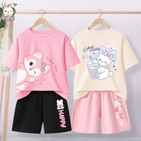 [Два набора чистого хлопка] розовый T/Pink Fox_7-Black K/Happy Clorkberry S-BEI Белый T/Star Milk Prink White Flower Rabbit S
