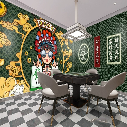 Маджонг Фон Фон Обои ретро шахматные карты национальный замена Chaofeng Main Make Makau Hong Kong в стиле чая