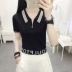 áo sơ mi polo của phụ nữ ngắn tay phần ngắn 2021 mùa hè phong cách mới của phụ nữ áo crop top phụ nữ áo thun eo cao eo thon - Áo phông Áo phông