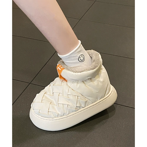 Комфортные демисезонные утепленные удерживающие тепло сапоги на платформе, плетеные дизайнерские универсальные туфли