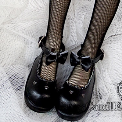 taobao agent Doll, black footwear for princess heart shaped, Lolita style, scale 1:4