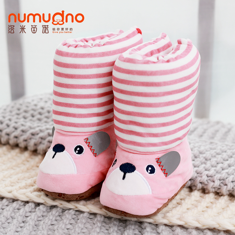 0-6-12个月婴儿鞋棉鞋秋款高帮防掉男女宝宝1岁冬季软底步前鞋子