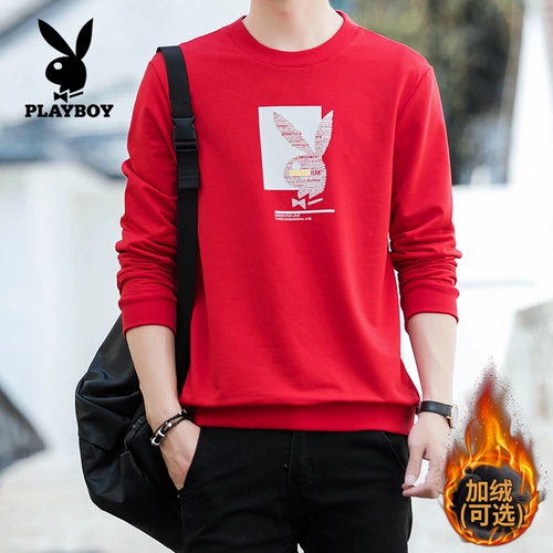 Playboy, толстовка, трендовый утепленный лонгслив, куртка для отдыха, круглый воротник, в корейском стиле