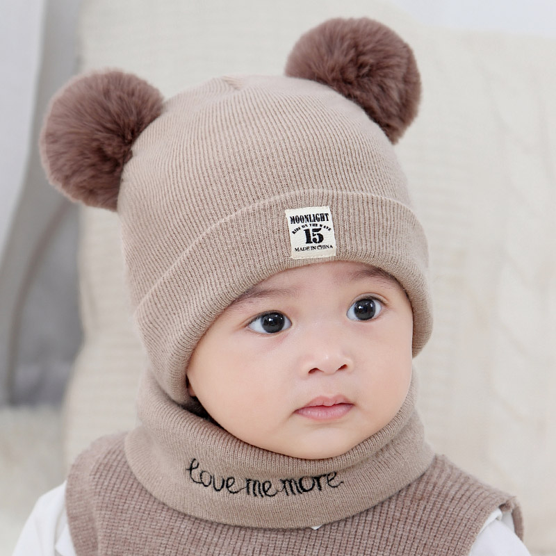 婴儿帽子秋冬0-3-6个月男女宝宝新生儿帽保暖加厚1-2岁儿童毛线帽