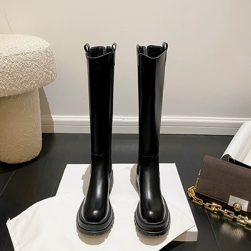 Высокие высокие сапоги на платформе, подходит для подростков, коллекция 2023, из натуральной кожи