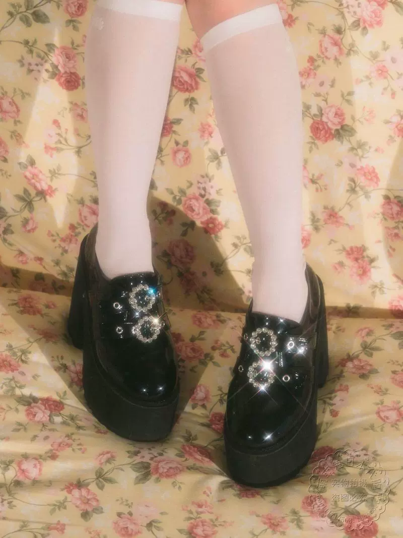 萌萌兔酱日本正品代购女鞋22年夏bubbles厚底漆皮原宿少女高跟鞋-Taobao
