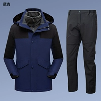 Темно -синий топ + черные бархатные брюки