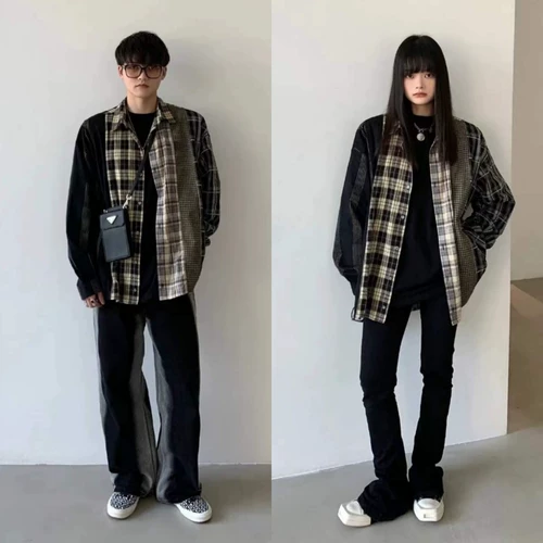 Парная одежда для влюбленных, осенняя рубашка, лонгслив, в американском стиле, оверсайз